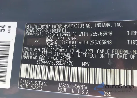 2025 Toyota Grand Highlander Xle from USA, damaged, VIN 5TDAAAA50SS020170